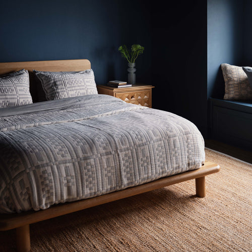 Alegria Organic Cotton Quilted Bed Blanket - Stone Blue